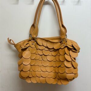 Elegant Mustard Scalloped Shoulder Bag